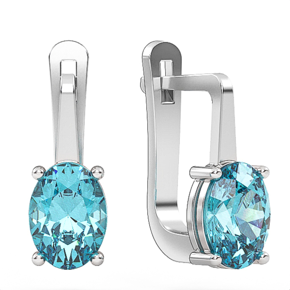 Earrings made of 14k gold set with Blue Topaz Suisse stones Model EAG4