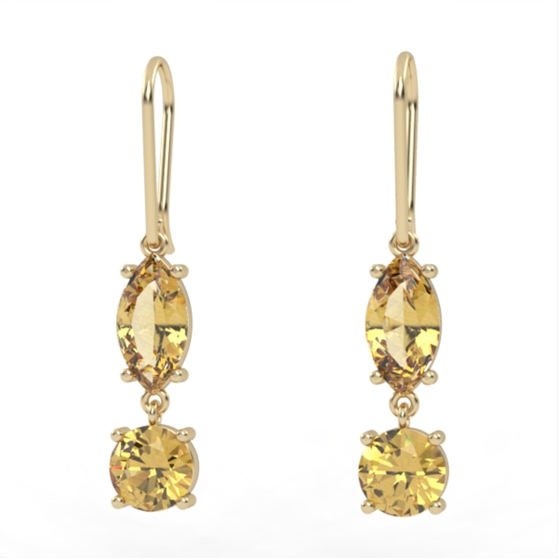 Gold earrings set with Citrine and Blue Topaz Suisse Model EAG23