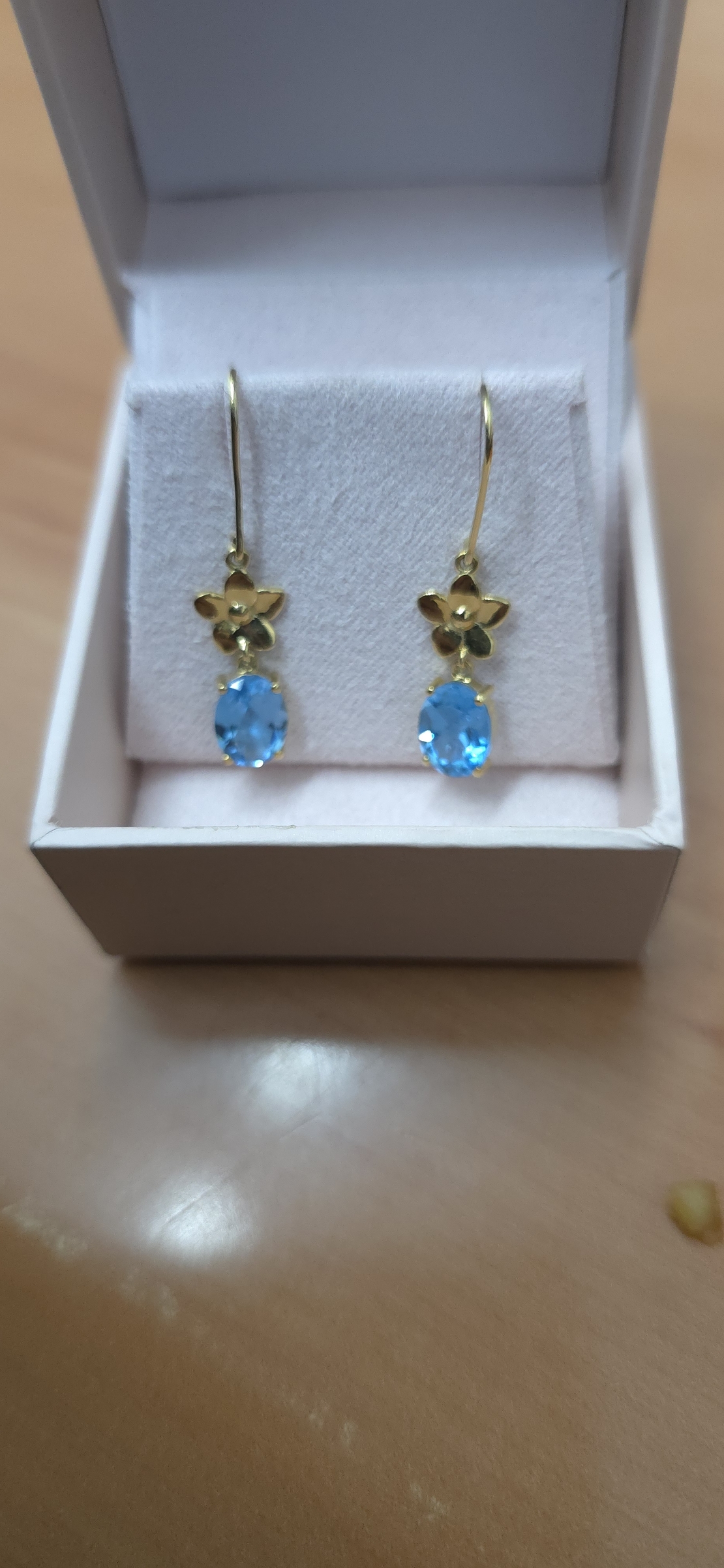 Gold earrings set with Blue Topaz Suisse stones Model EAG16
