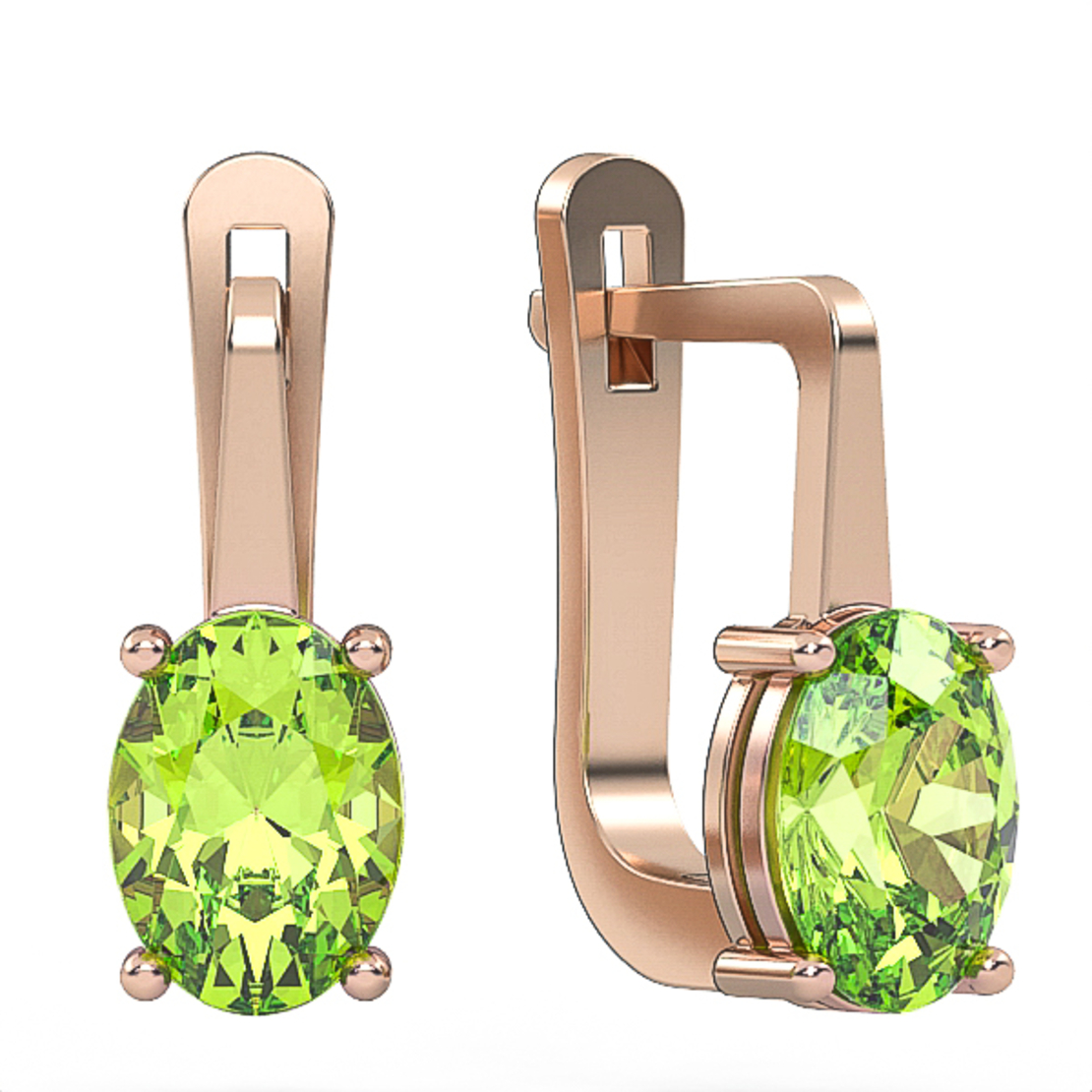 Earrings made of 14k gold set with peridot stones Model EAG5