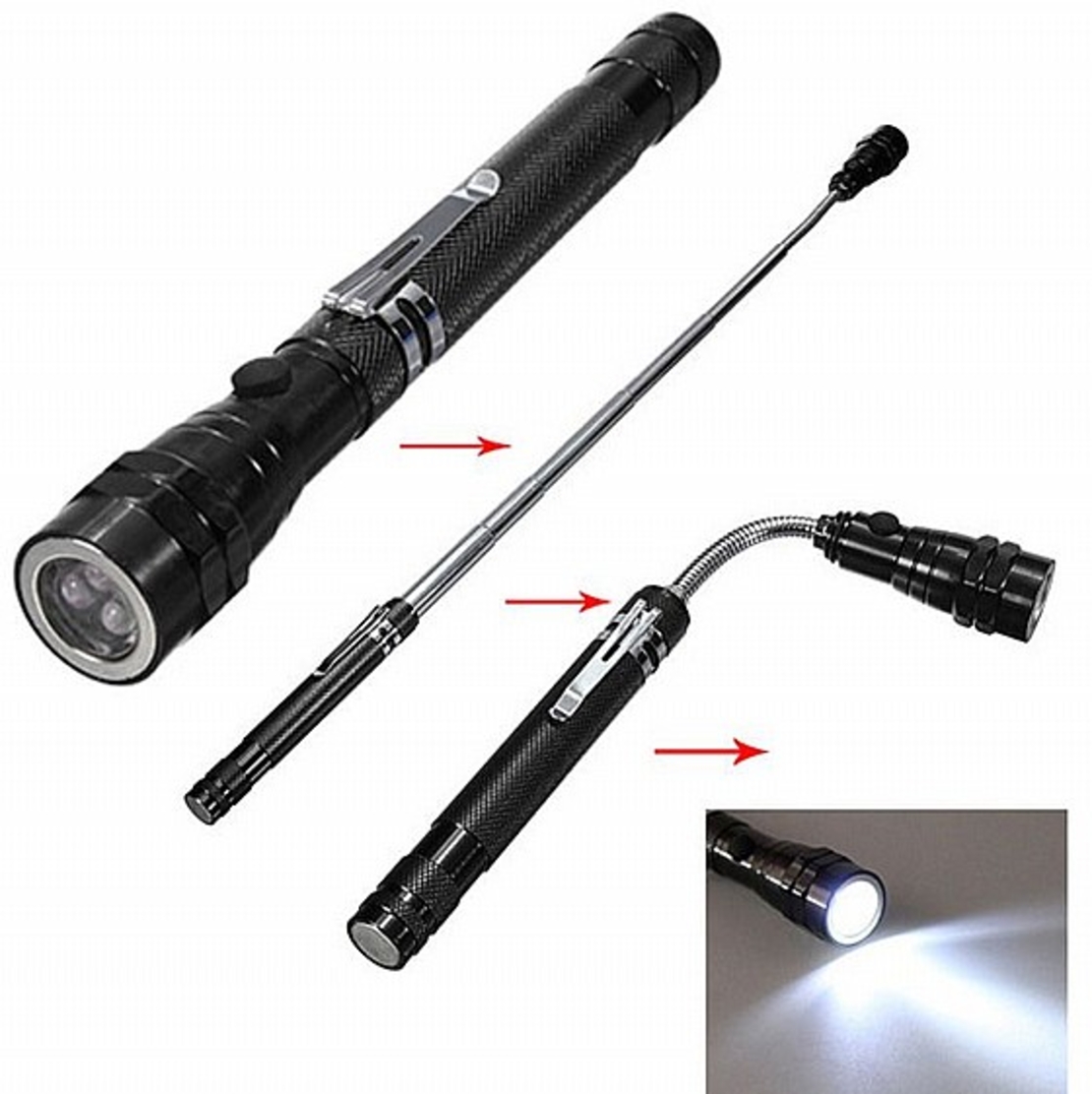 פנס יד מגנטי טלסקופי LED גרונדינג