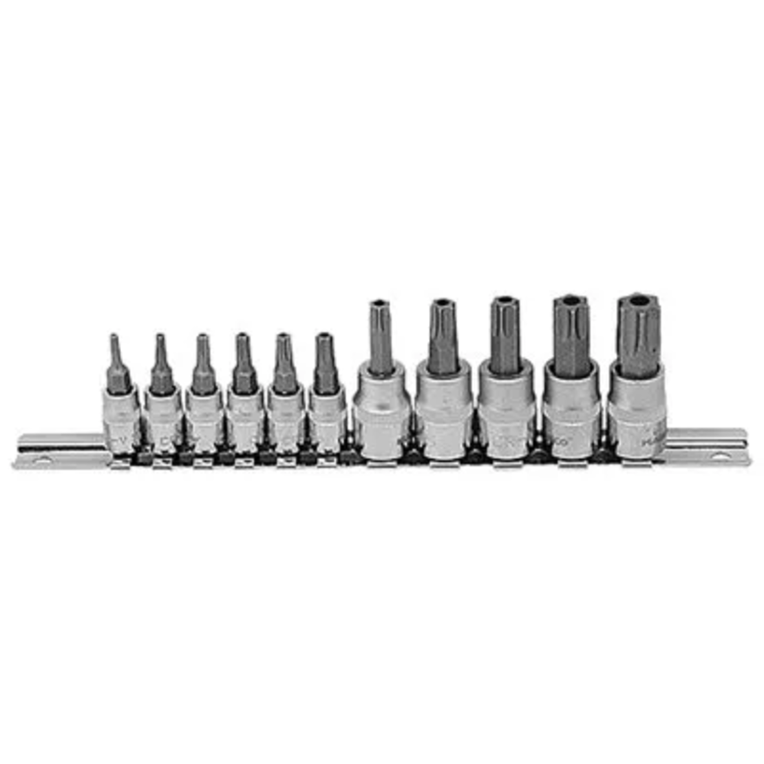 סט 11 בוקסות טורקס + חור פס מתכת הינע “+1/4“3/8 CR-V