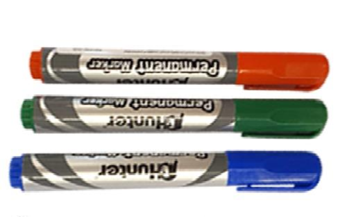 טוש פרמננט שחור/כחול/ירוק/אדום