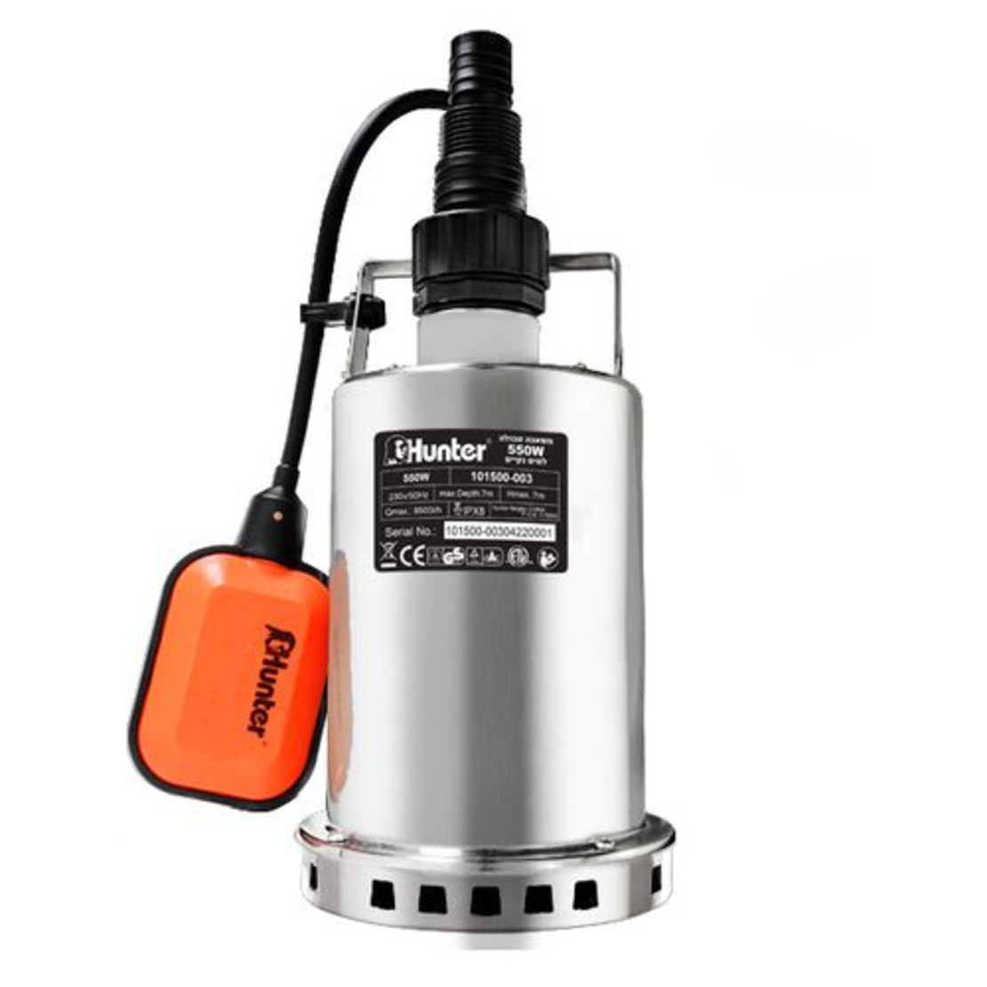 משאבה טבולה למים נקיים גוף נירוסטה HUNTER 550W