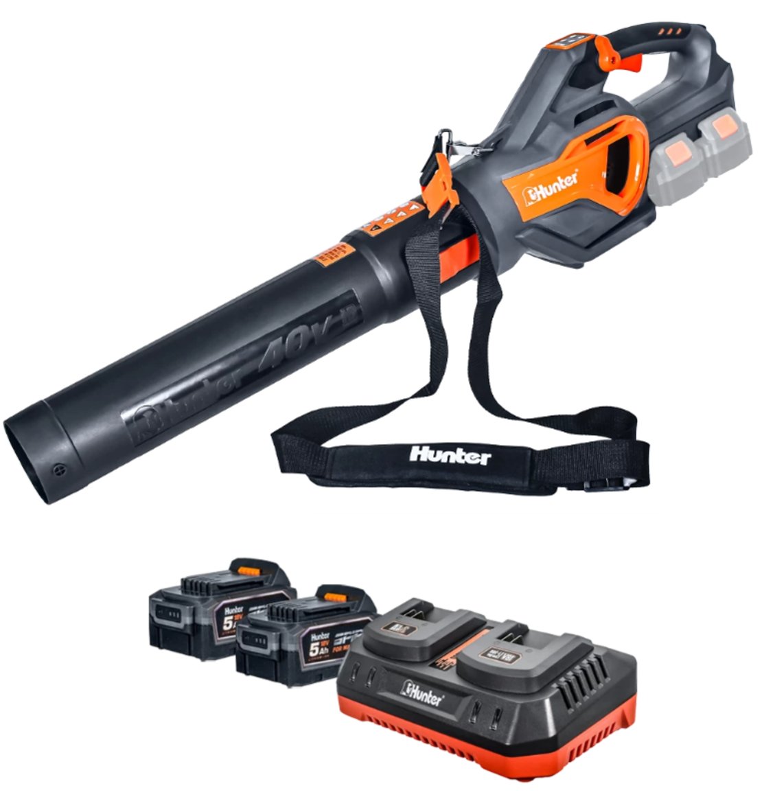 מפוח עלים בראשלס נטען 40V + 2 סוללות4AH +מטען כפול HUNTER