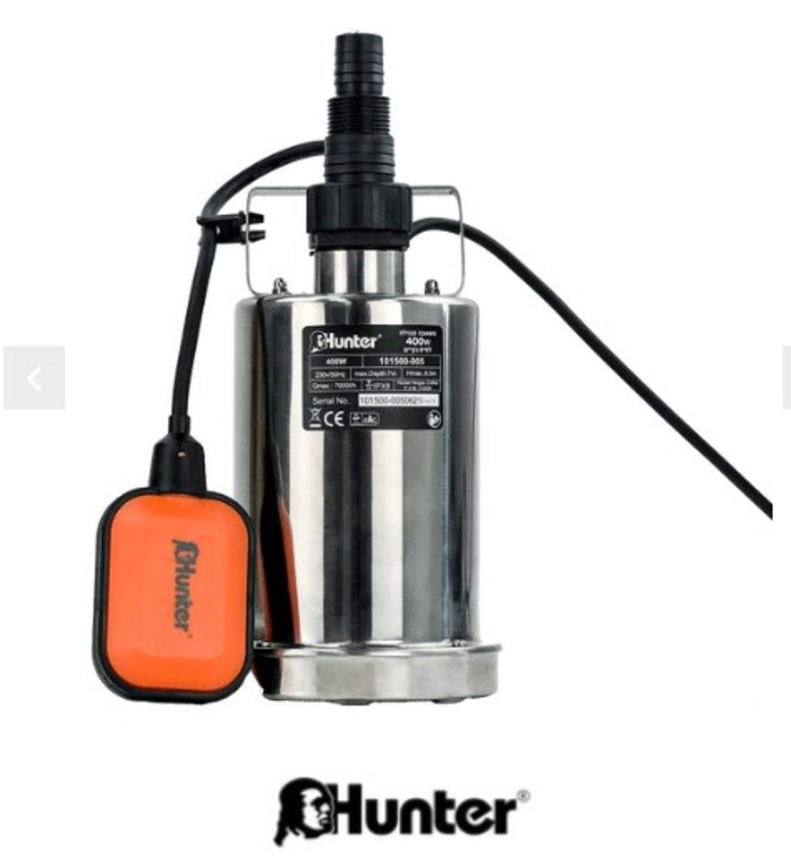 משאבה טבולה מנירוסטה 400W “גובה 0” למים נקיים HUNTER
