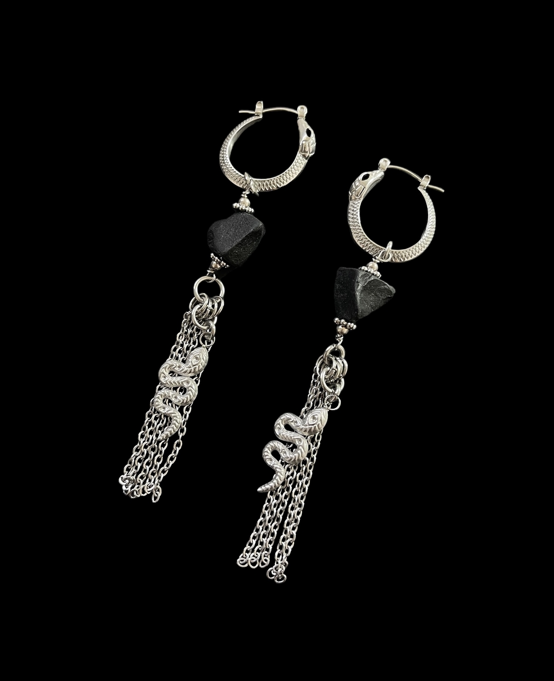 Black onyx- snake earrings - limited edition