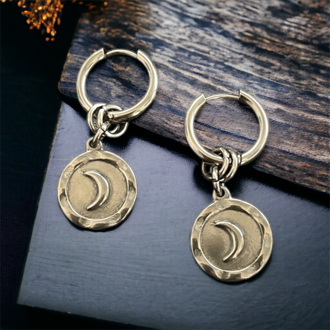 Moon coin earrings