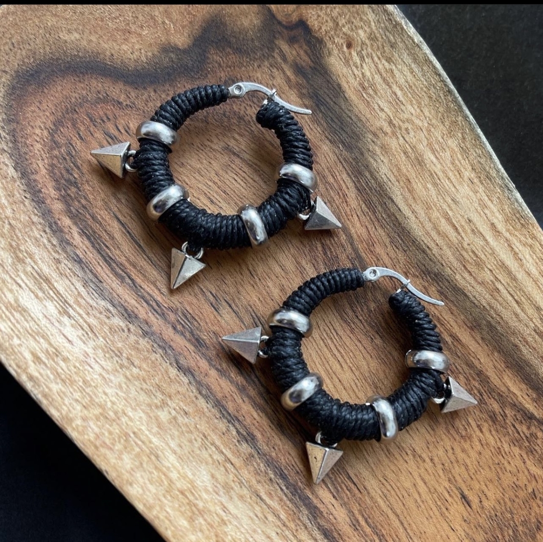 Black triple pyramid earrings