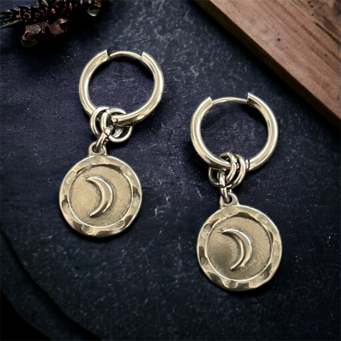 Moon coin earrings