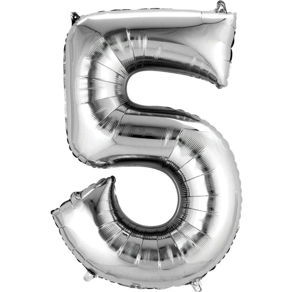 בלון הליום סיפרה 5 בצבע כסף גודל ״34 אינצ