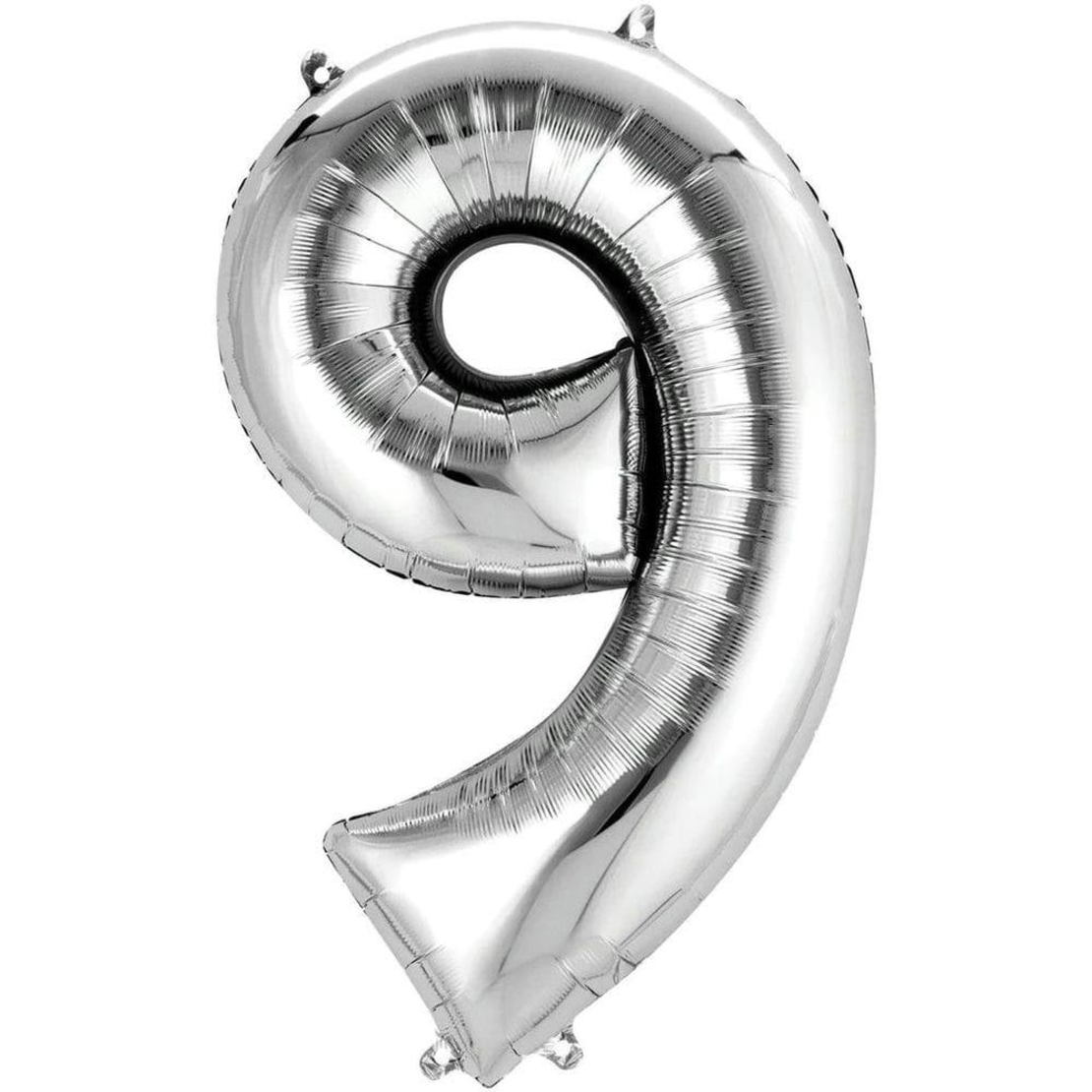 בלון הליום סיפרה 9 בצבע כסף גודל ״34 אינצ