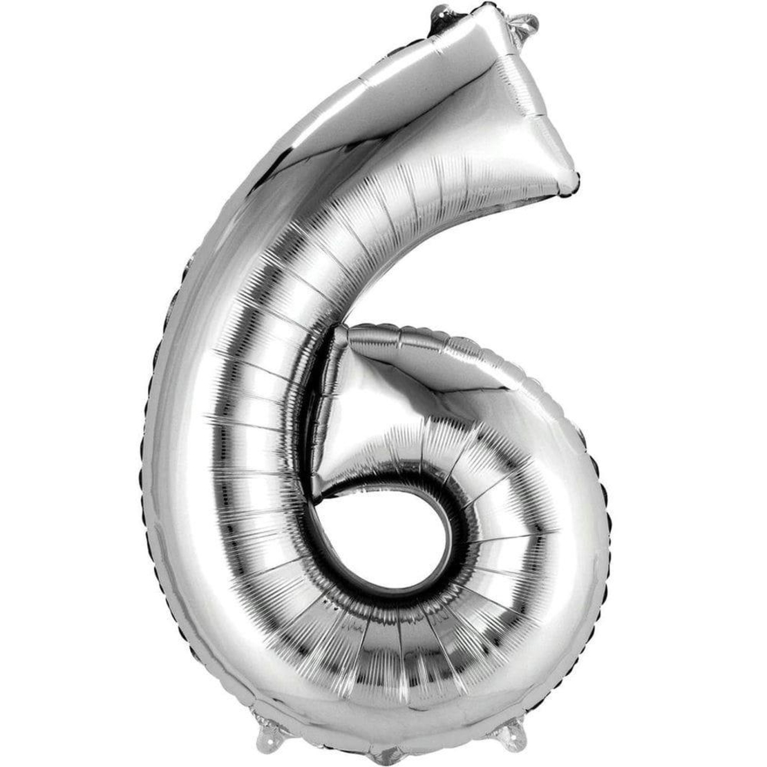 בלון הליום סיפרה 6 בצבע כסף גודל ״34 אינצ