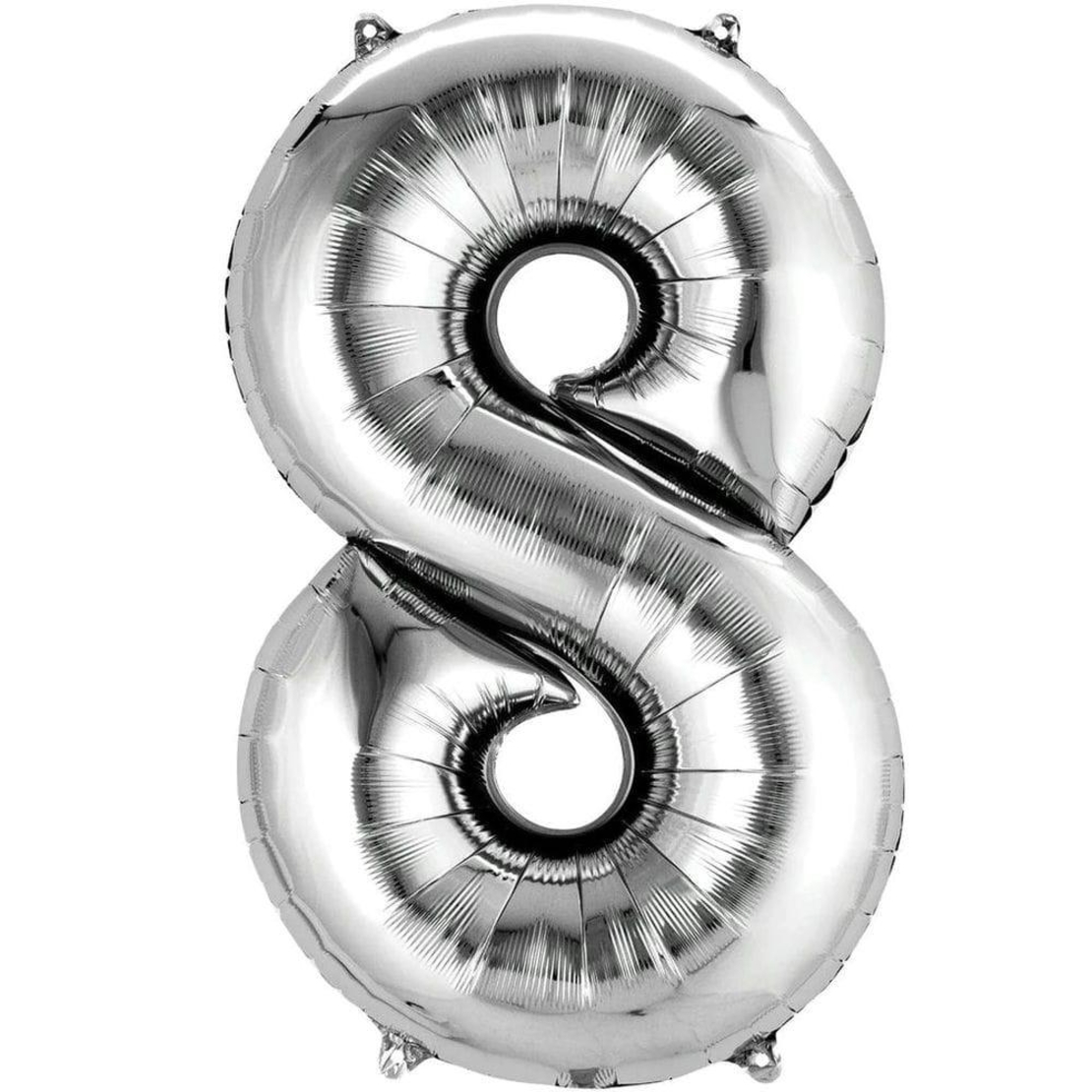 בלון הליום סיפרה 8 בצבע כסף גודל ״34 אינצ
