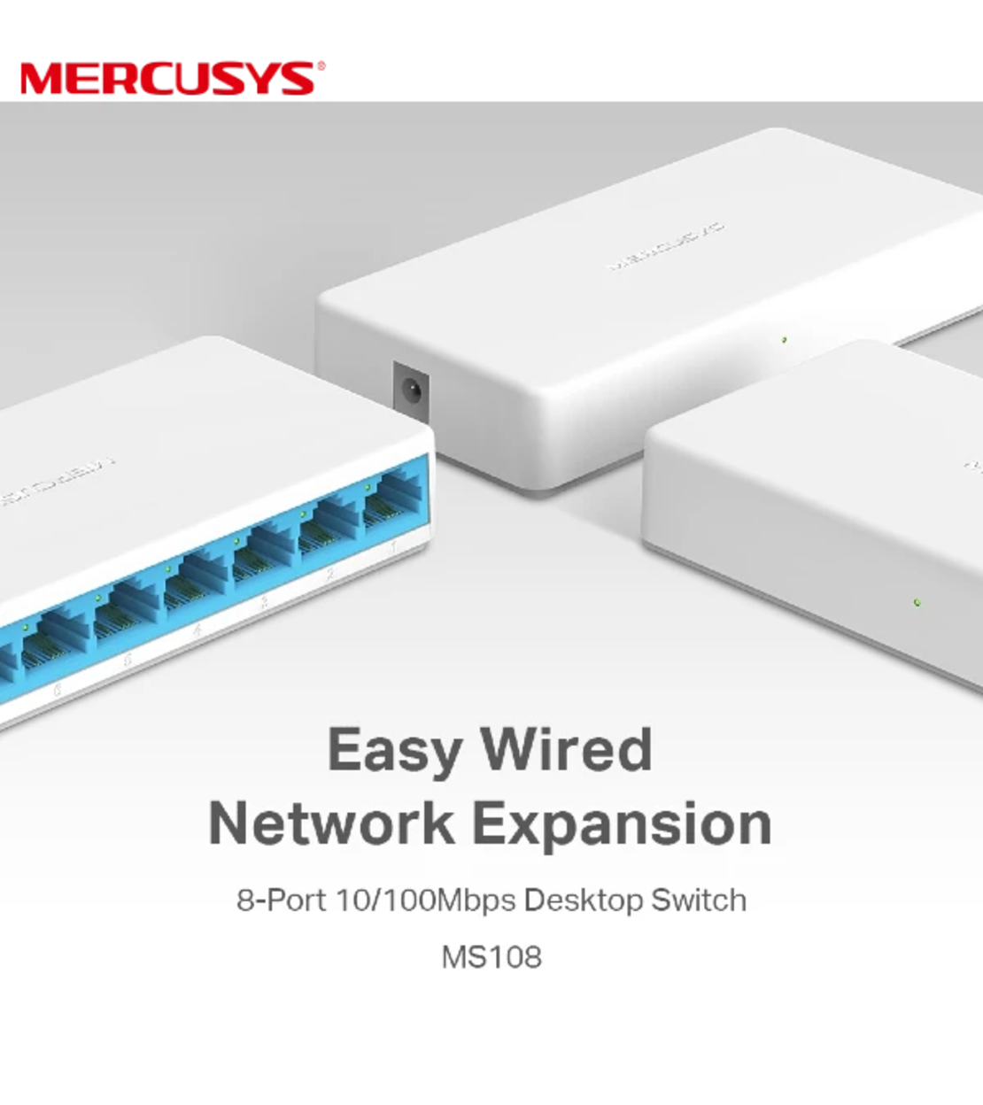 מתג MERCUSYS MS108 8-Port 10/100Mbps Desktop Switch