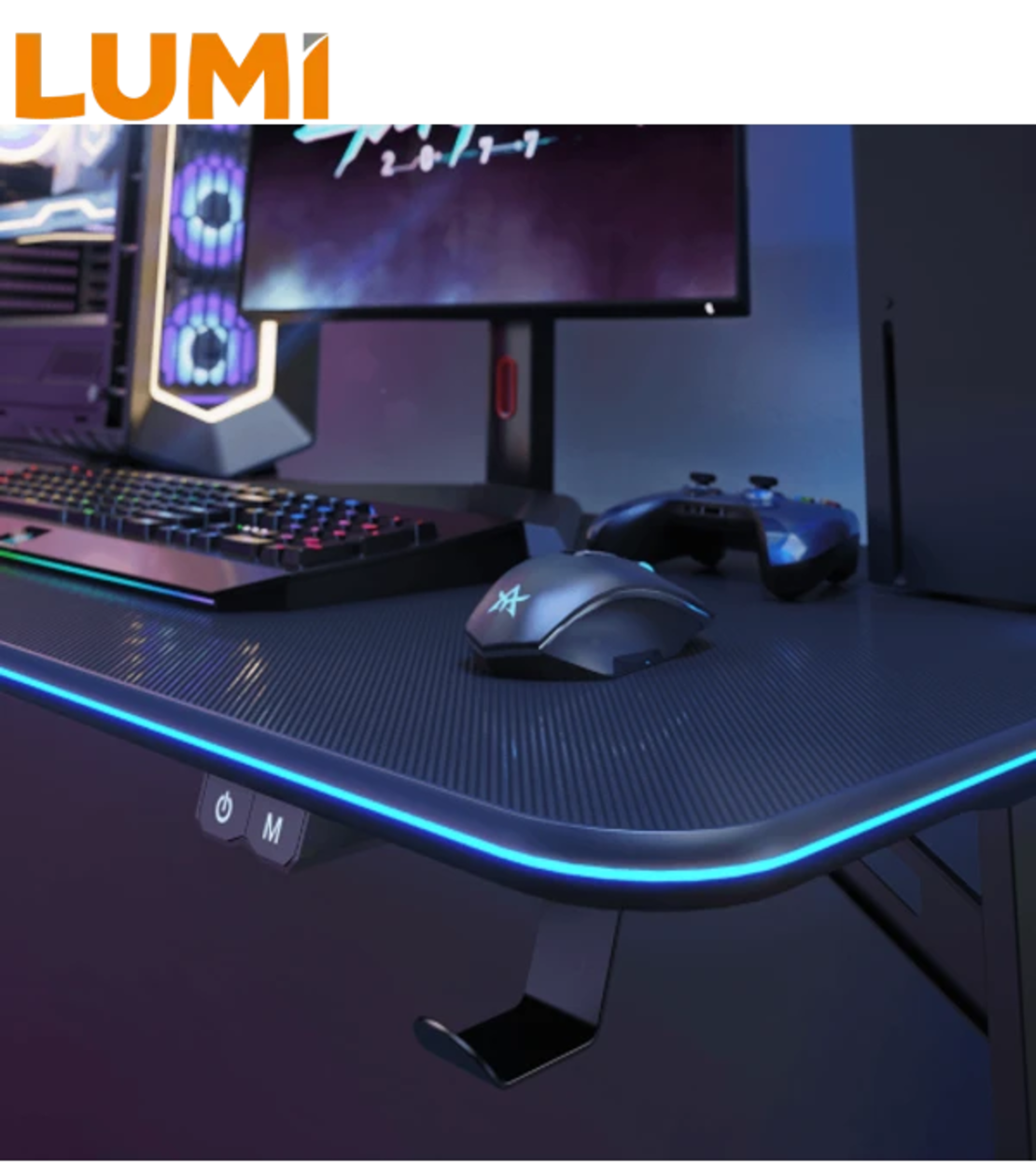 שולחן גיימינג עם תאורה GMD08-2 RGB