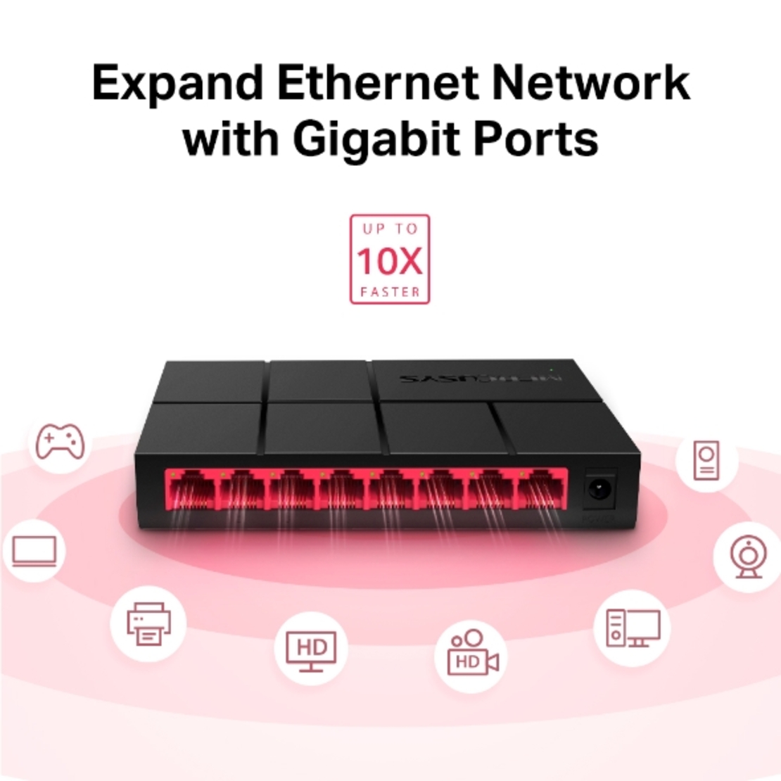 מתג MERCUSYS MS108G 8-Port 10/100/1,000 Mbps Desktop Switch
