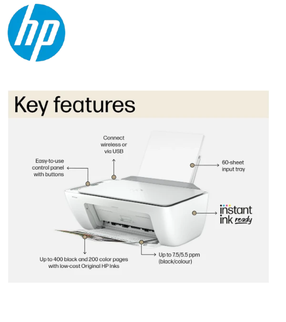 מדפסת משולבת אלחוטית HP DeskJet 2810