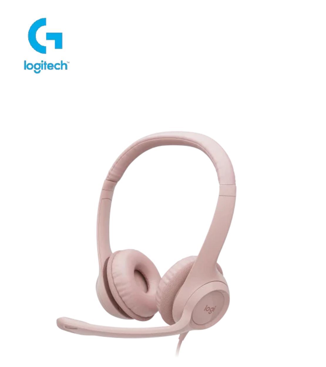 אוזניות עם מיקרופון וחיבור USB Logitech H390 – צבע ורוד