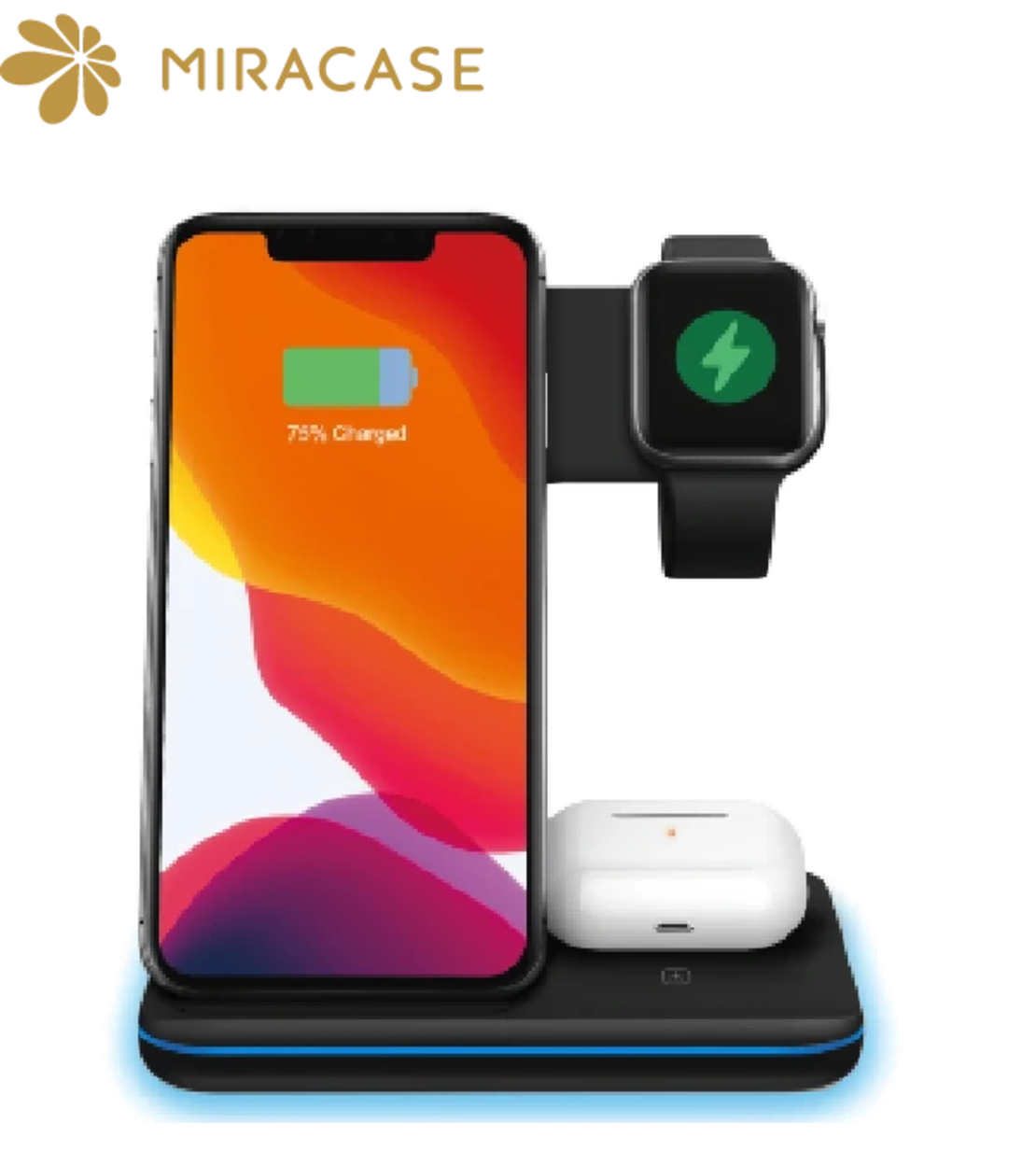 MIRACASE MQIW505 Wireless Fast Charger 3-in-1 – 15W,