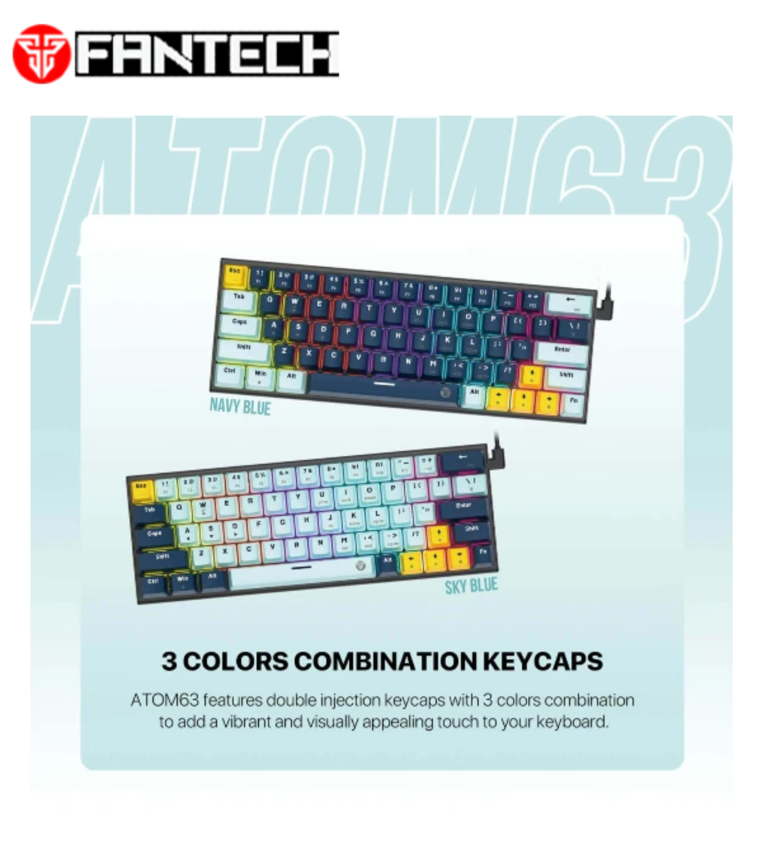 מקלדת גיימנג מכנית קצרה FANTECH ATOM63 MK874V2