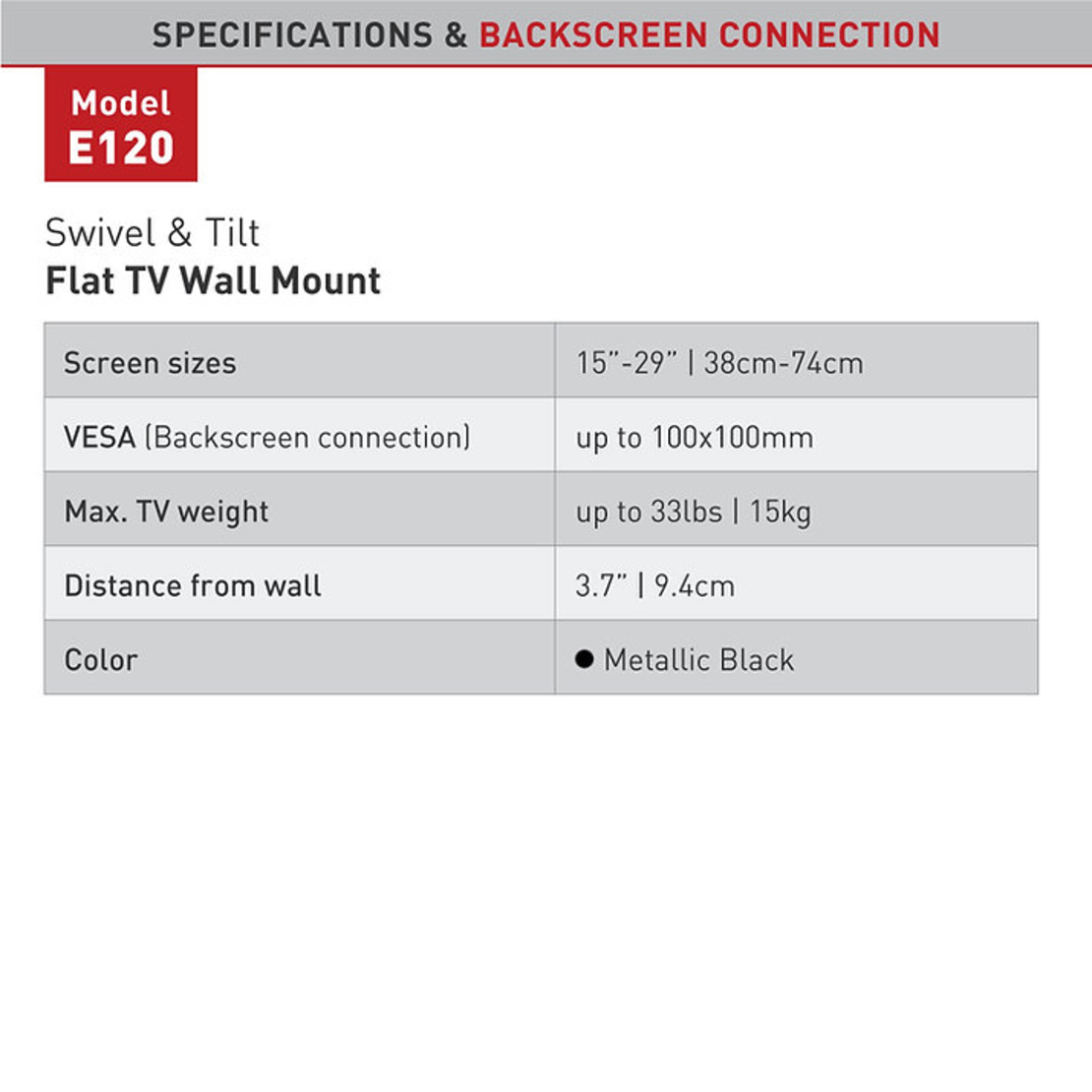 Tilt arm E120 15-29