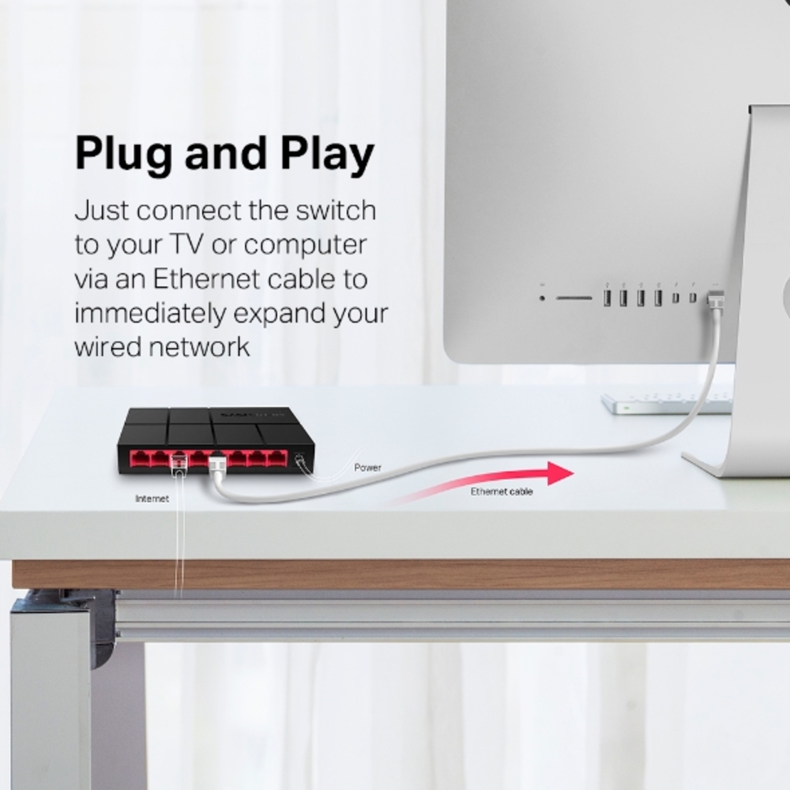 מתג MERCUSYS MS108G 8-Port 10/100/1,000 Mbps Desktop Switch