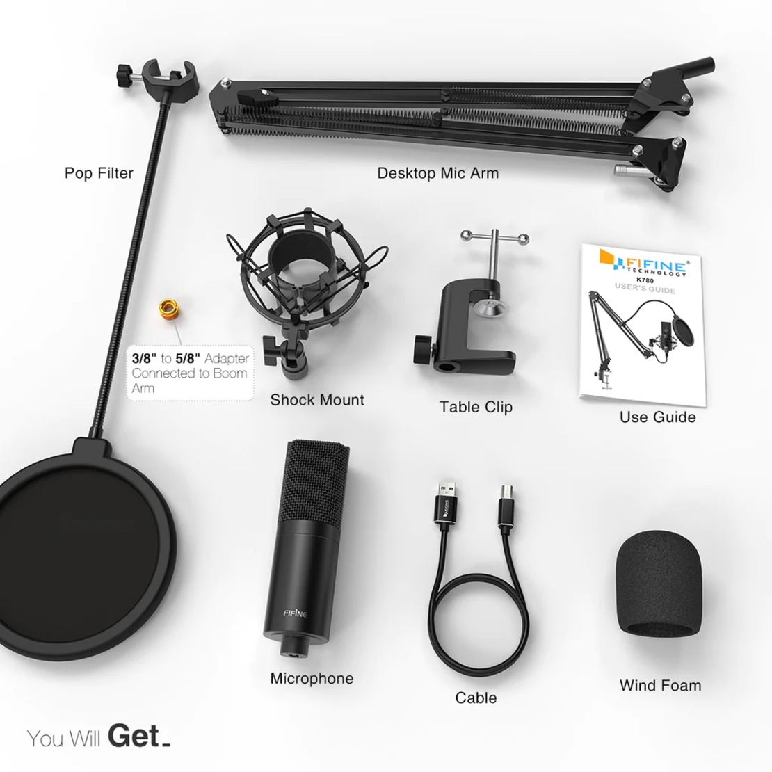 ميكروفون FIFINE K780A STUDIO USB MIC KIT
