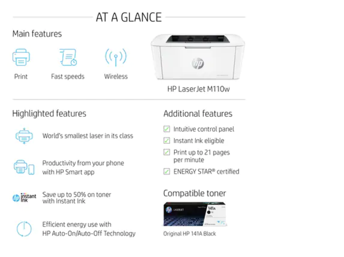 طابعة ليزر لاسلكية  HP LaserJet M110w
