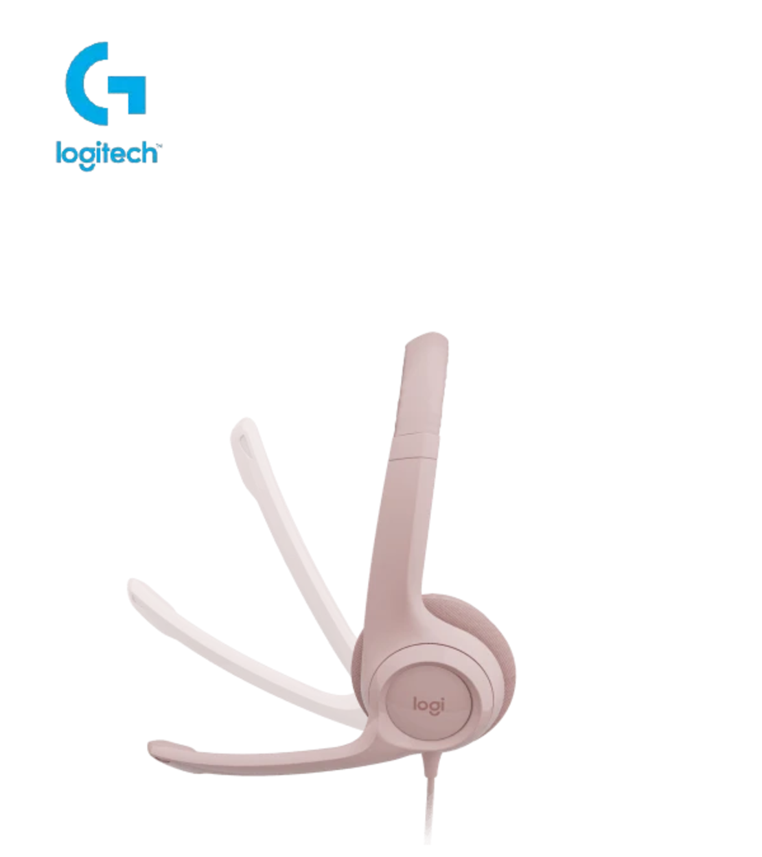 אוזניות עם מיקרופון וחיבור USB Logitech H390 – צבע ורוד