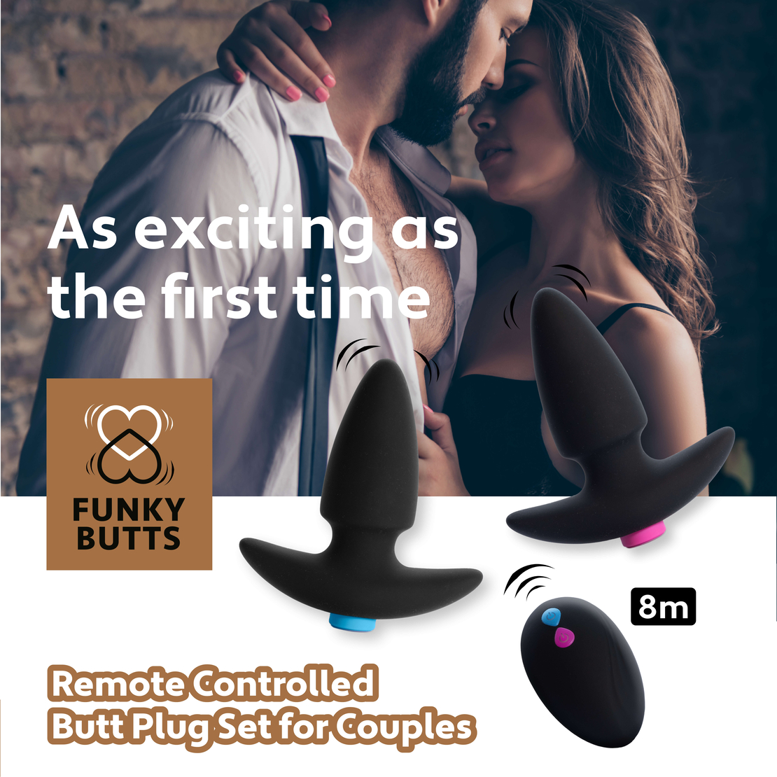 סט פלאג אנאלי זוגי רוטט עם שלט-FunkyButts מבית Feelztoys