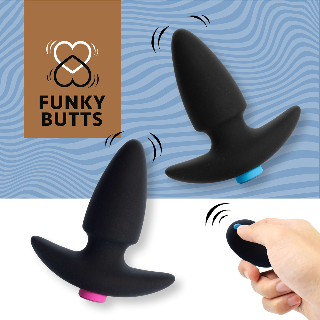 סט פלאג אנאלי זוגי רוטט עם שלט-FunkyButts מבית Feelztoys