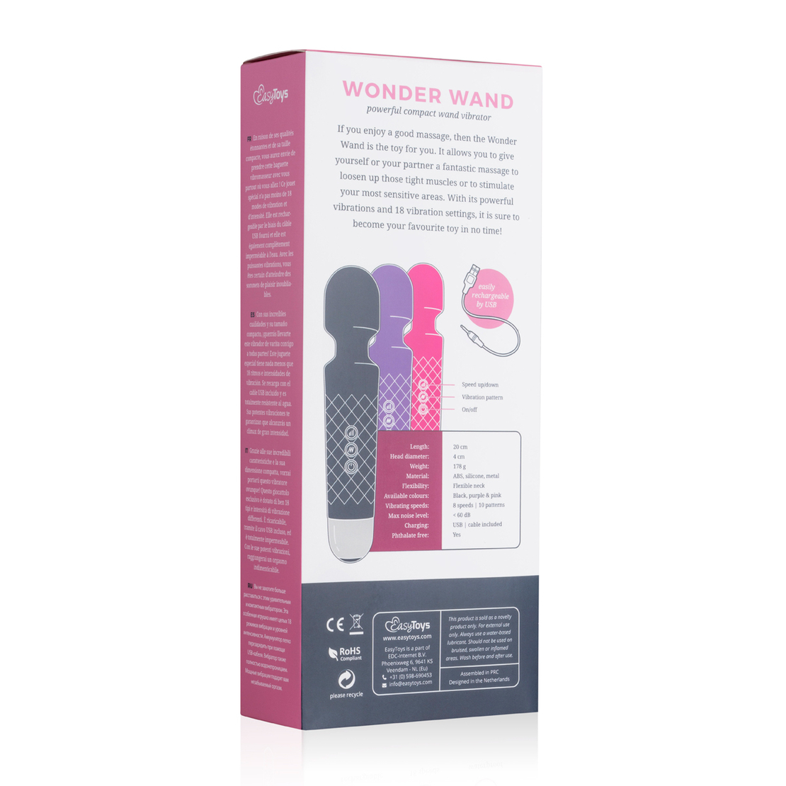 שרביט קסמים שחור רוטט לדגדגן ולעינוג זוגי-EasyToys