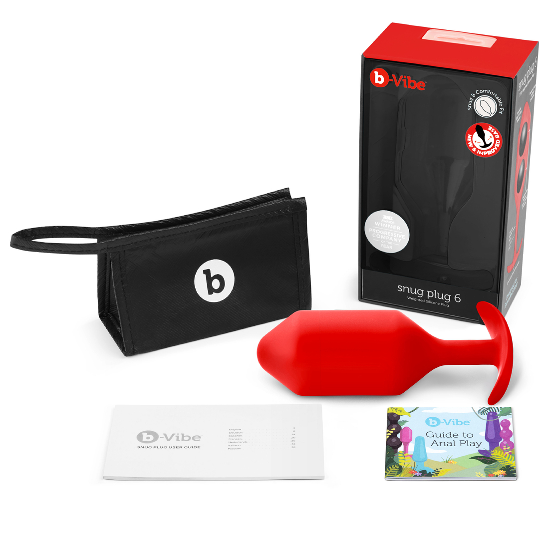 B-VIBE - פלאג אנאלי צמוד 6 אדום