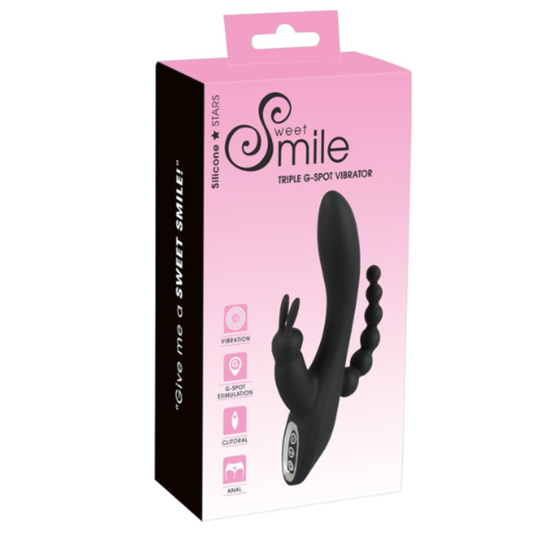 ויברטור טריפל משולב אנאלי עם חרוזים-SWEET-SMILE