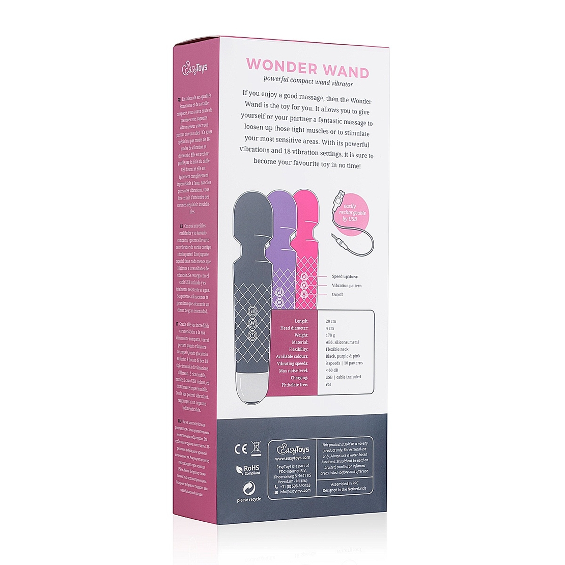 שרביט קסמים פוקסיה רוטט לדגדגן ולמשחק זוגי-EasyToys