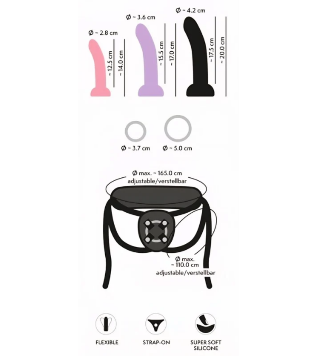 סט סטרפ-און יוקרתי 4 חלקים Strap-On Collection