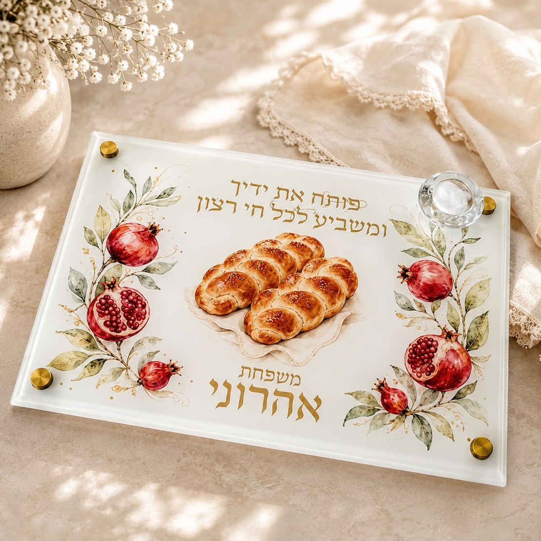 מגש לחלות מזכוכית