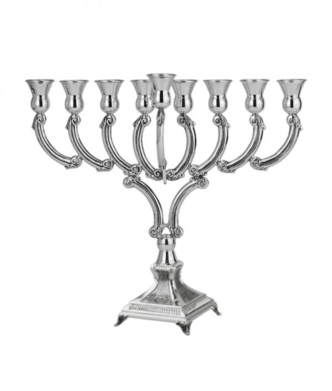 חנוכיה קשת נמוך גמלא ריקוע - כסף טהור