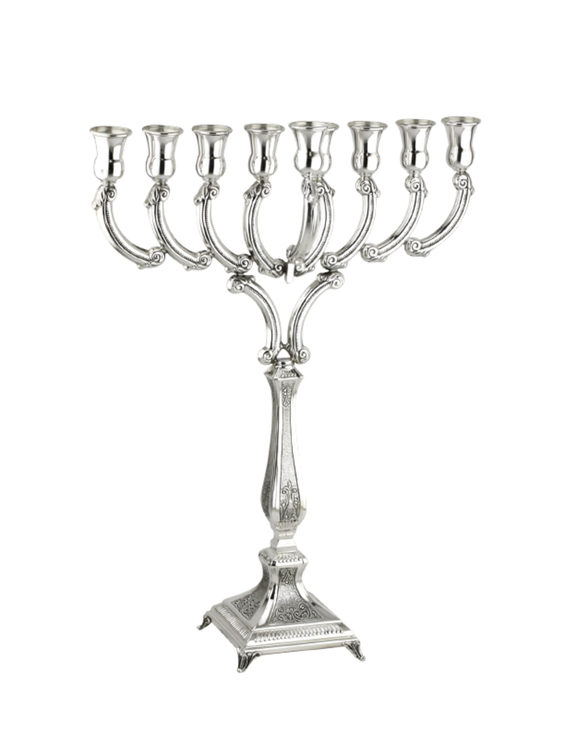 חנוכיה קשת גבוה גמלא ריקוע - כסף טהור