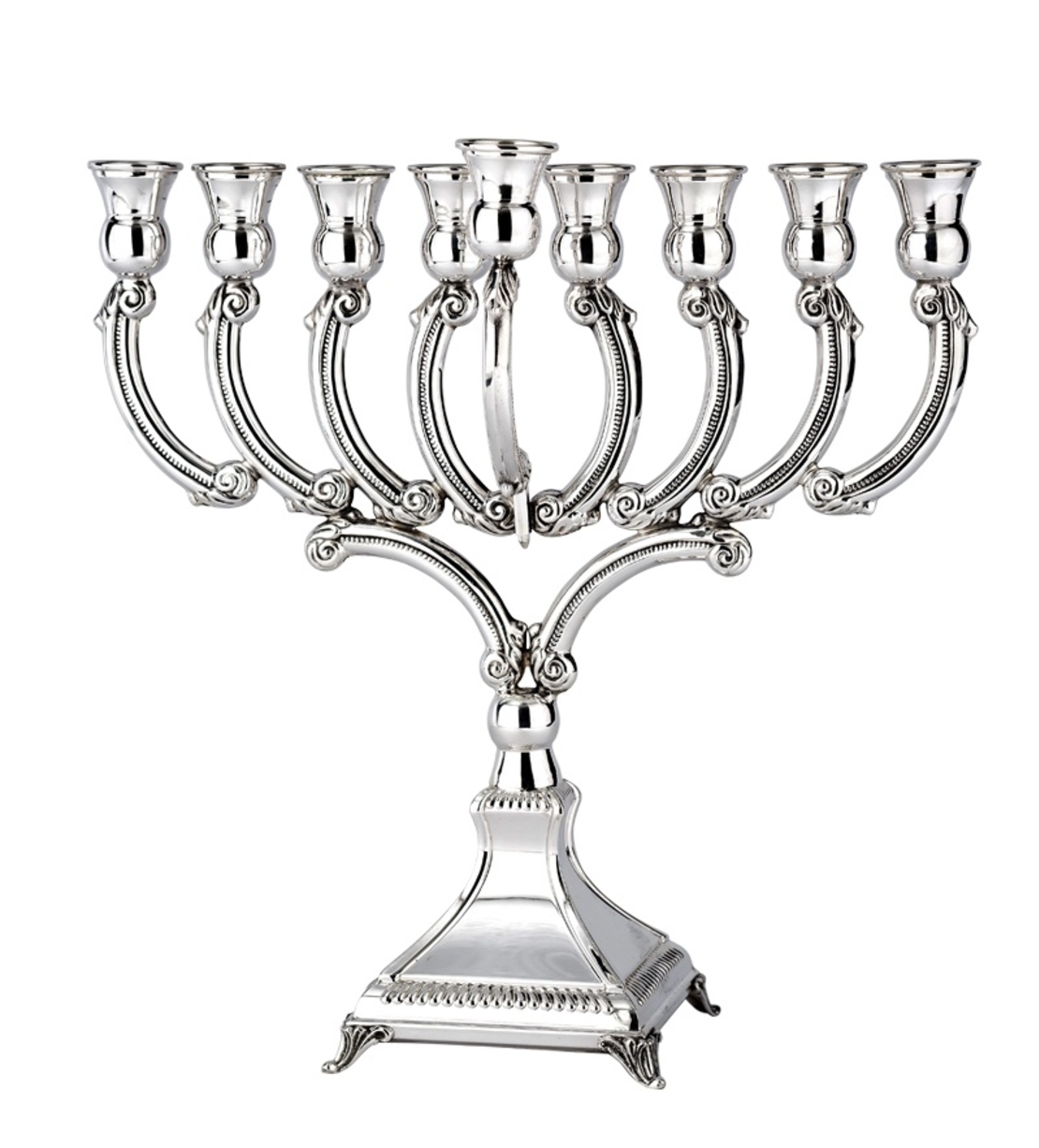 חנוכיה קשת נמוך ארוזית - כסף טהור