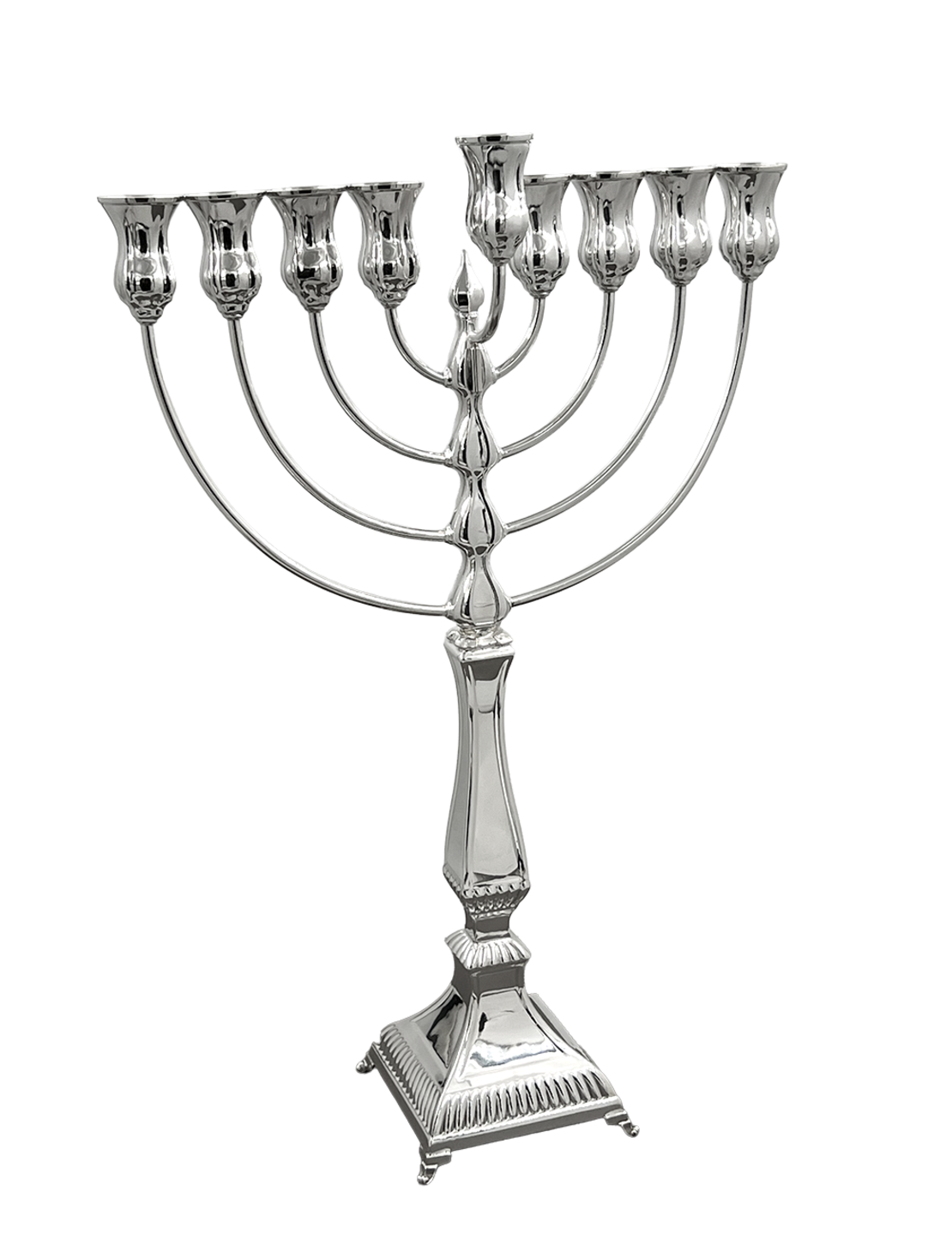 חנוכיה מירון חלק - כסף טהור