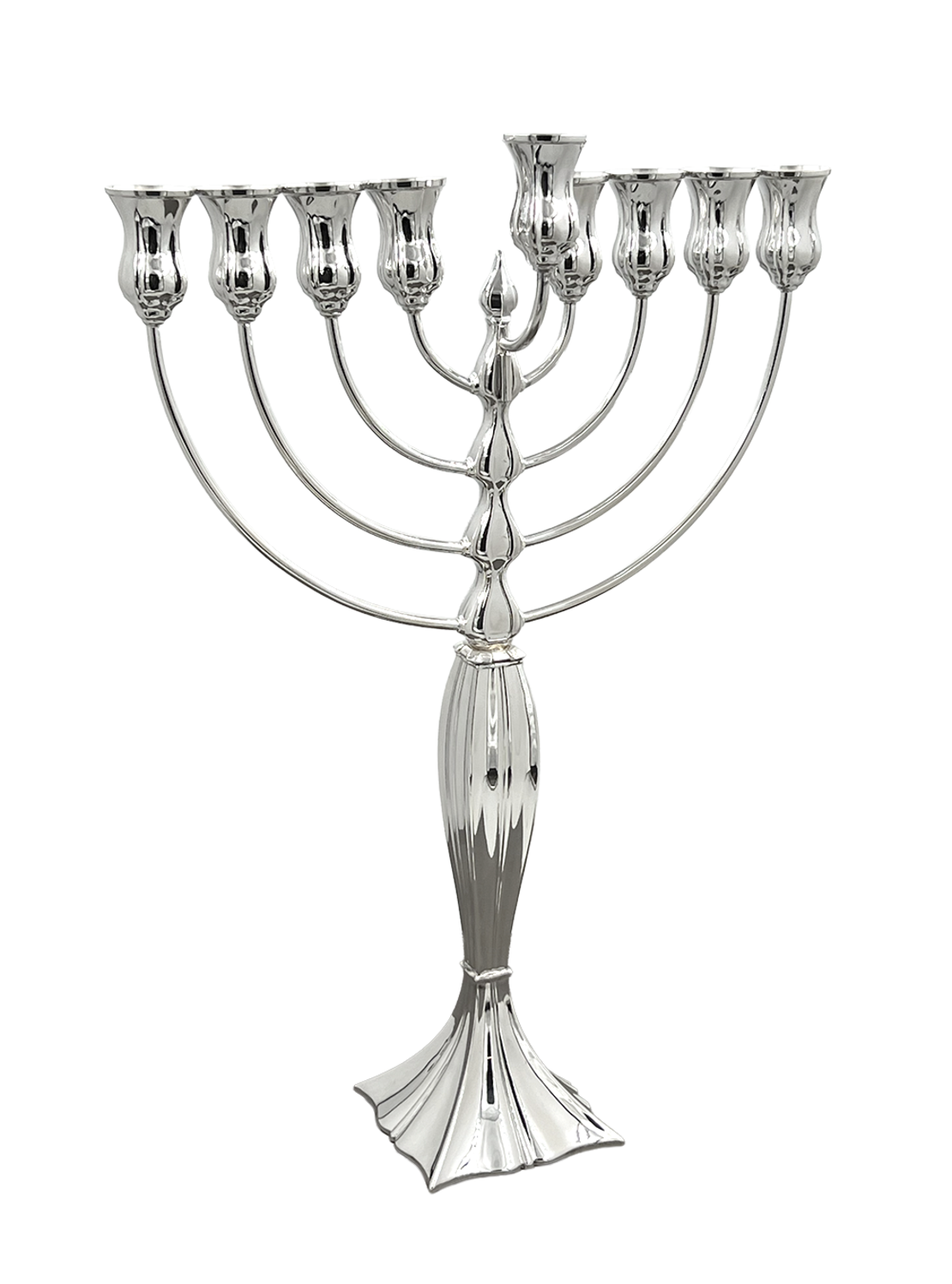 חנוכיה הינומה חלק - כסף טהור