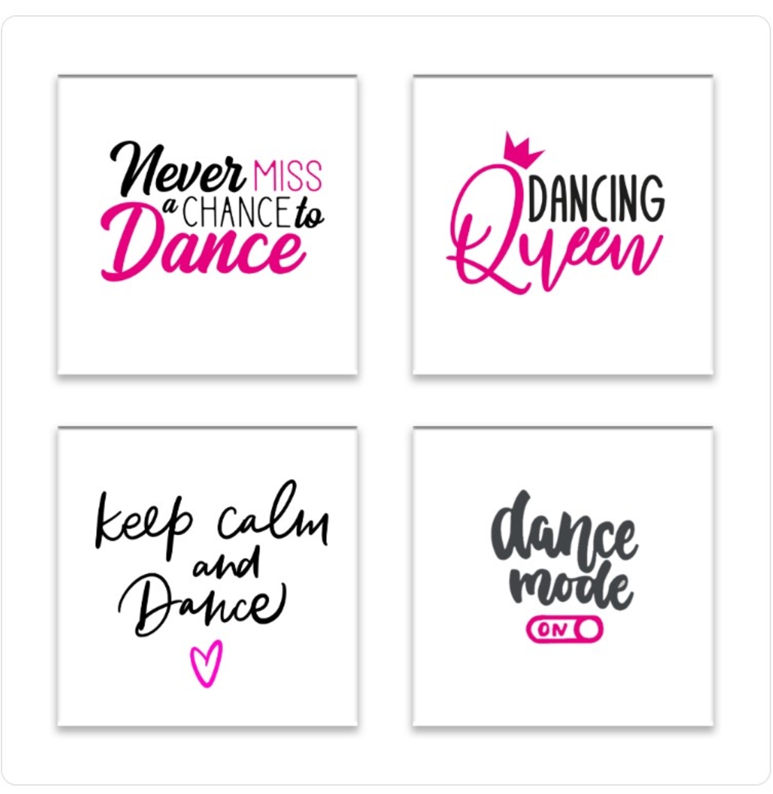 LOVELA תחתיות מרובעות לכוסות |  Dance Quotes design