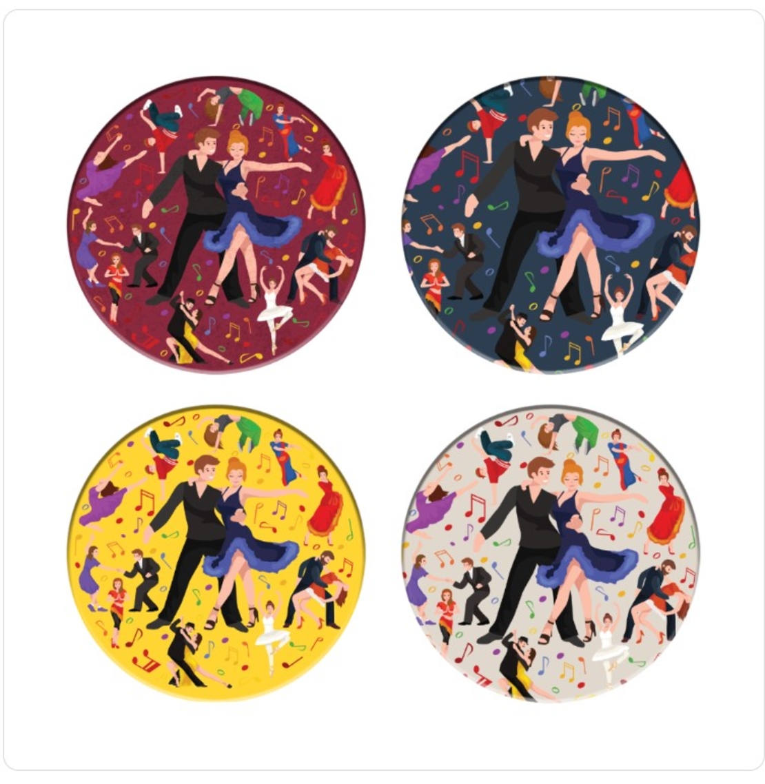LOVELA Ceramic Coasters | Dance cirle design