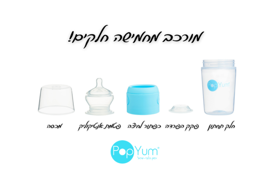 מארז 2 יח' בקבוקי popyum לתינוק כחול 150 מיל' אנטיקוליק ללא BPA