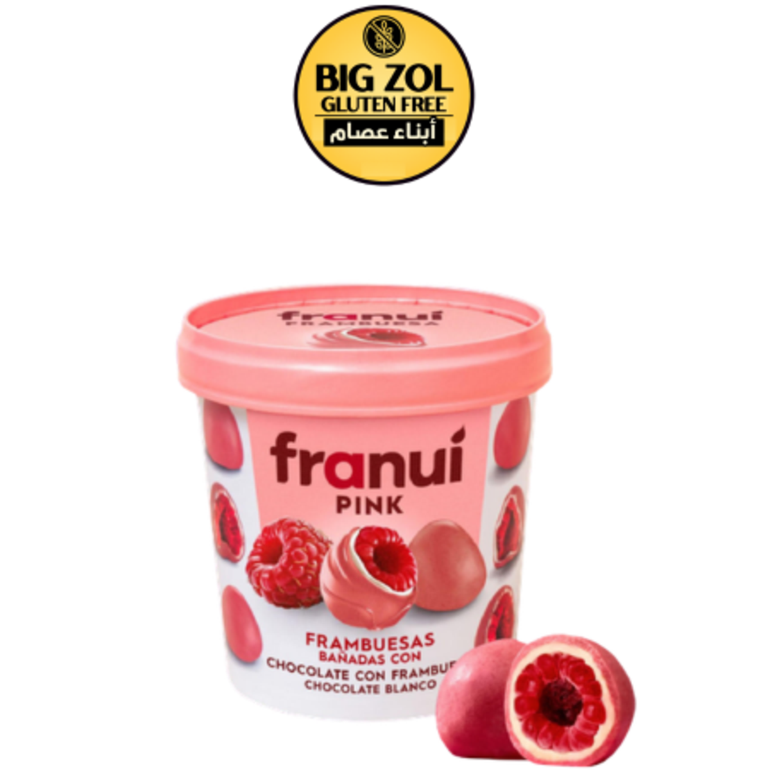 franui توت مغطى بشوكولاتة وردية وبيضاء