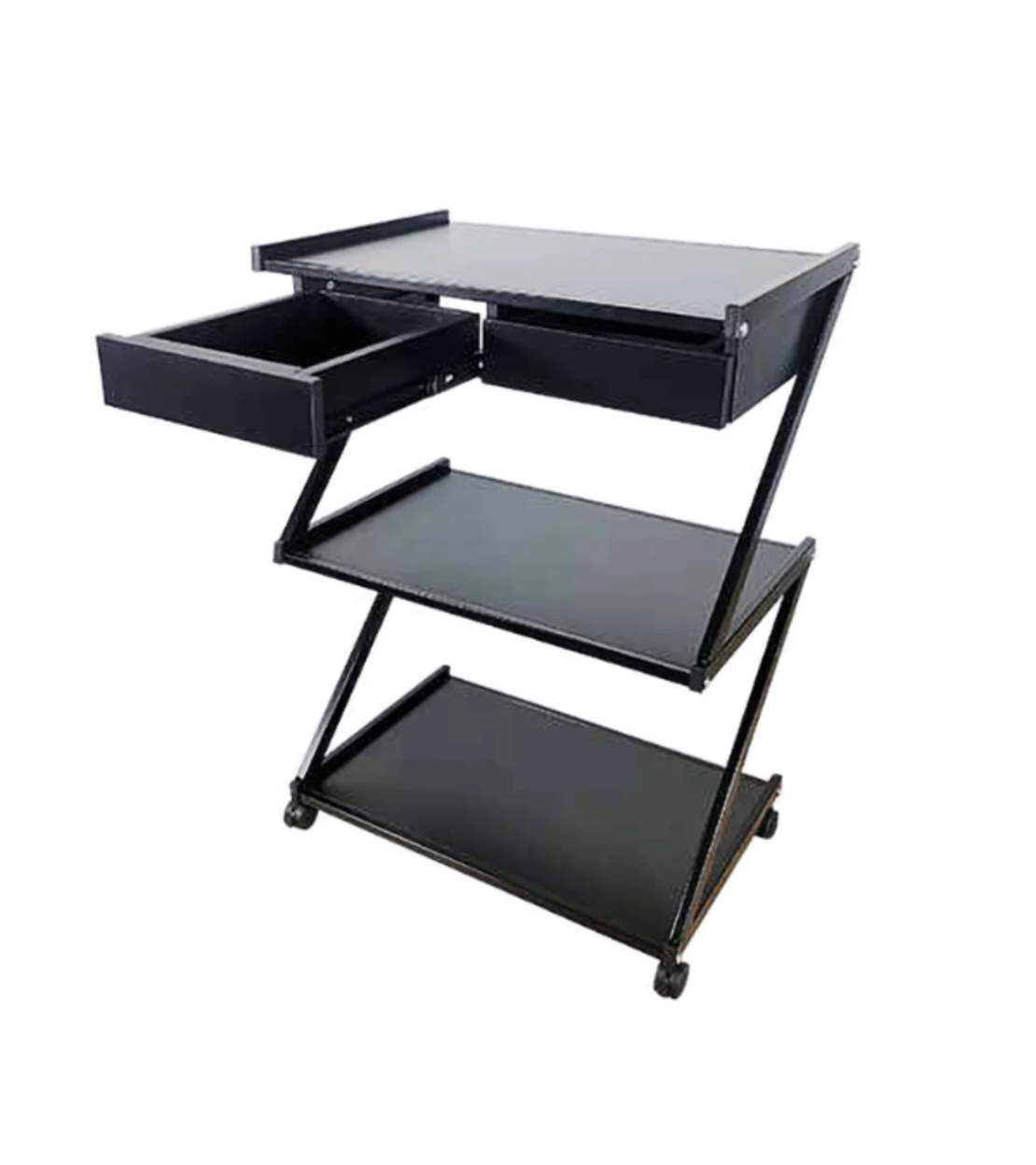 עגלת קוסמטיקה 3 מדפי עץ ושתי מגירות אחסון - Cosmetics cart