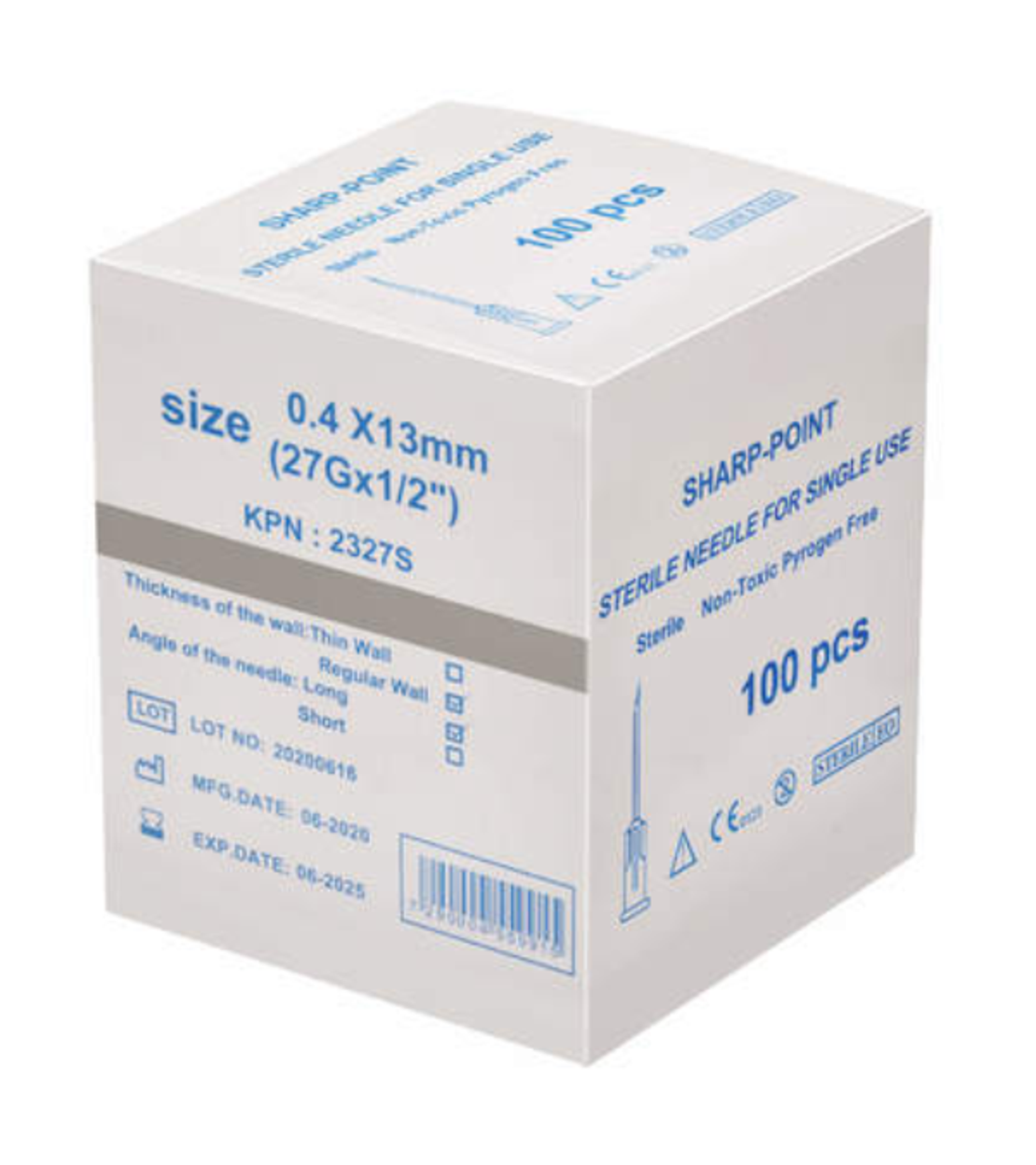 מחט סטרילית 100 יחידות בחבילה- 27G