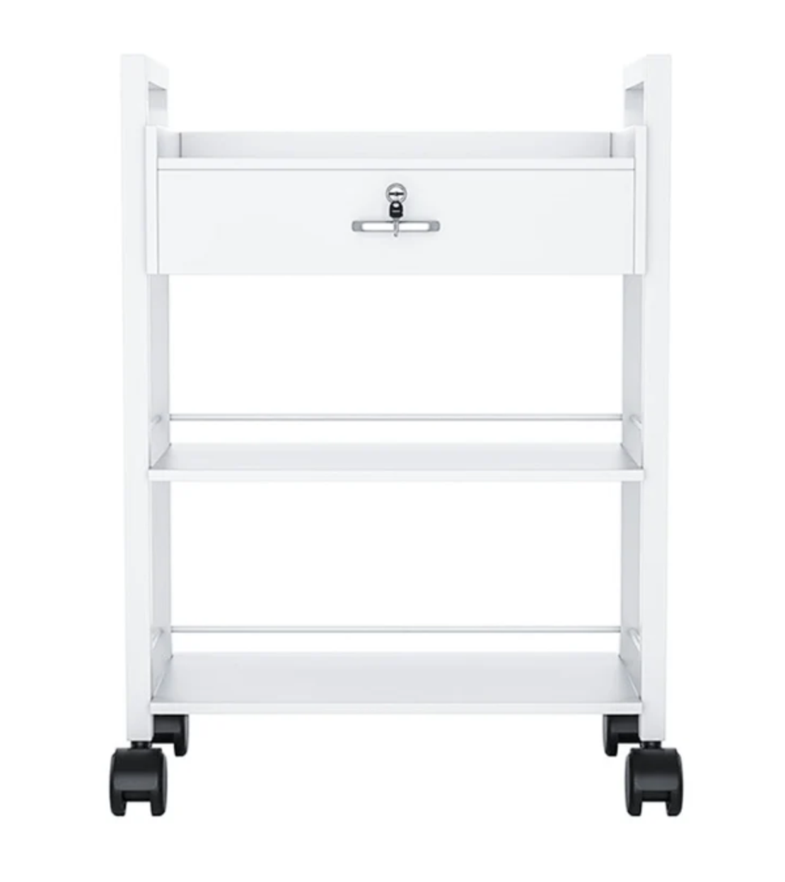 עגלת קוסמטיקה 3 מדפי עץ ומגירת אחסון - Cosmetics cart